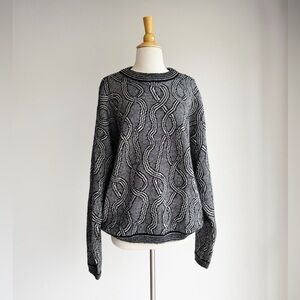 Jhane Barnes Black and White Crewneck Sweater